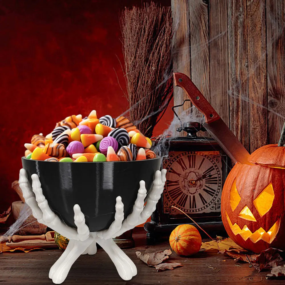 Halloween Candy Bowl Gothic Skeleton Hands Candy Storage
