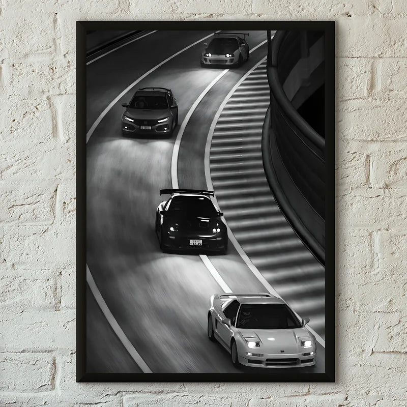 Chic Monochrome Car Canvas Art - Luxe Decor