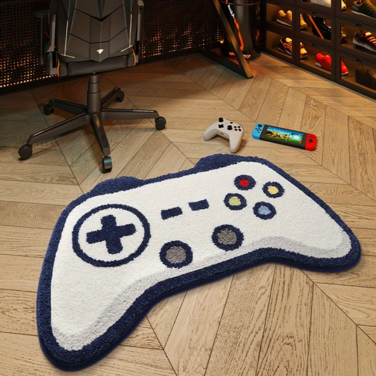 3D Game Pad Faux Wool Rug for Gaming Spaces