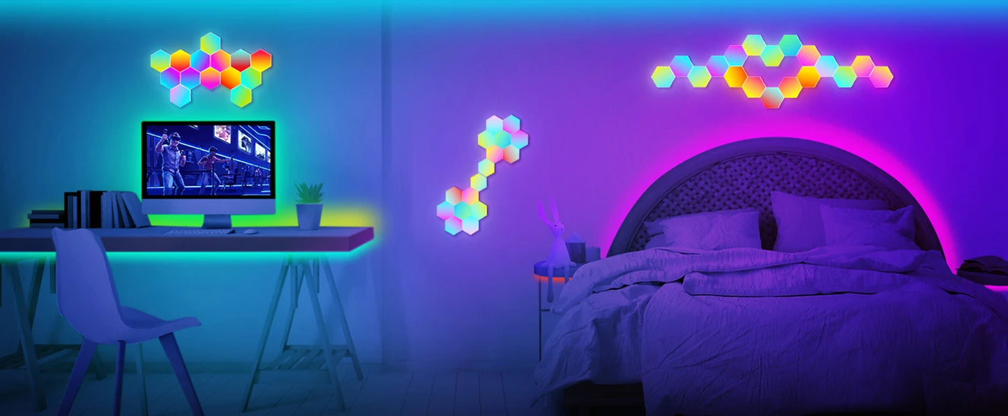 HexaGlow: Smart RGB Wall Lamp for Mood & Music