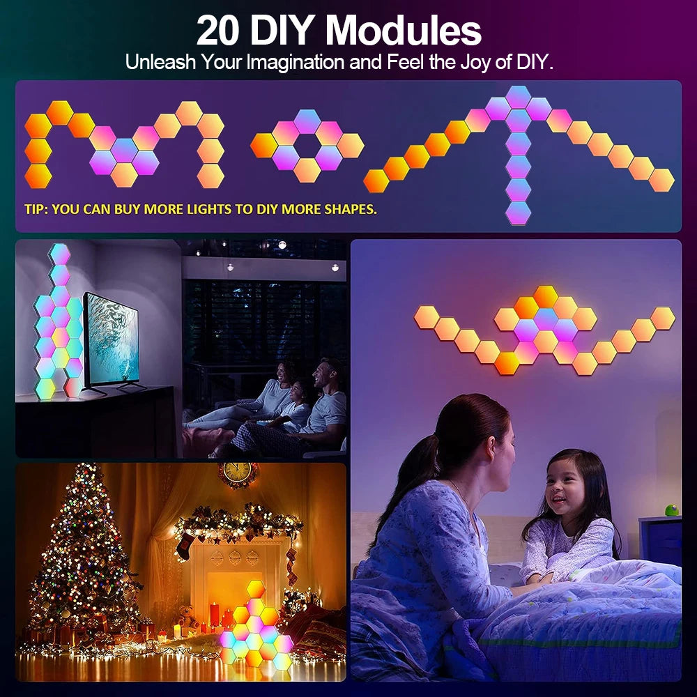 HexaGlow: Smart RGB Wall Lamp for Mood & Music