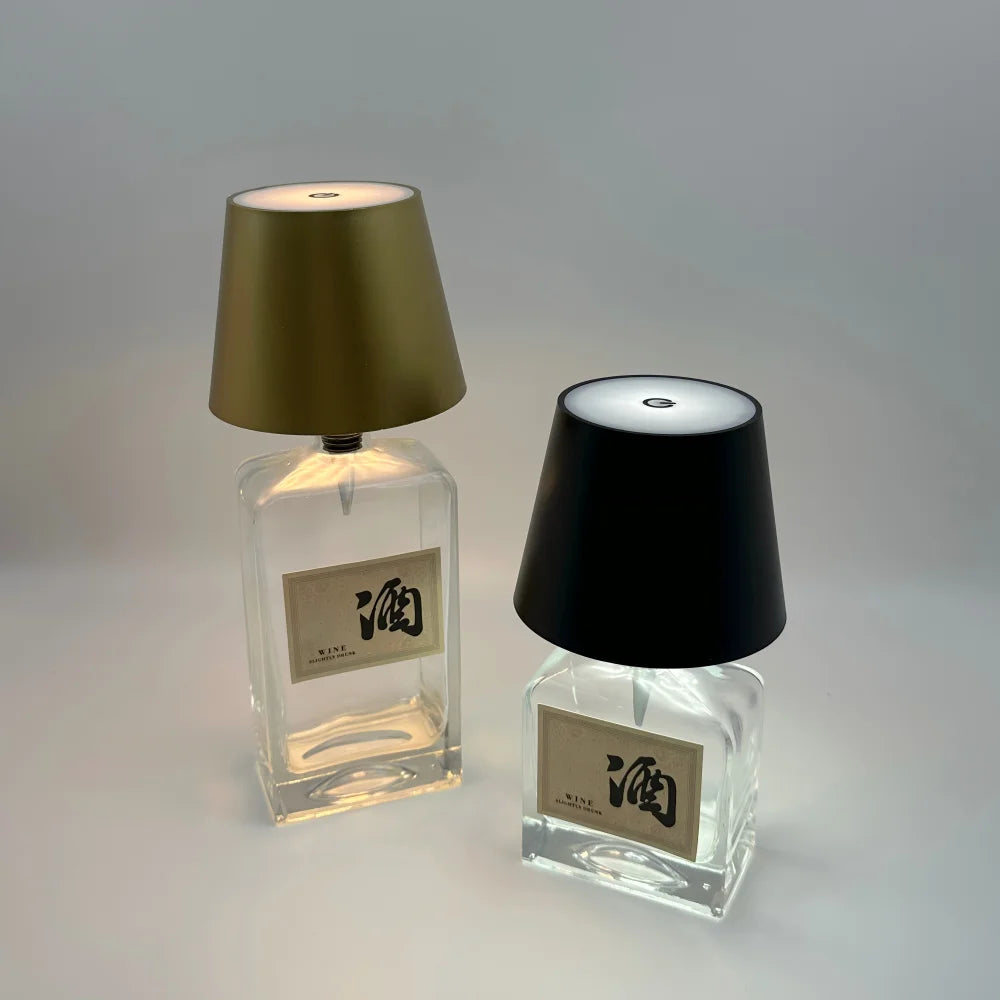 WineGlow Touch Lamp: USB Rechargeable, Dimmable Light