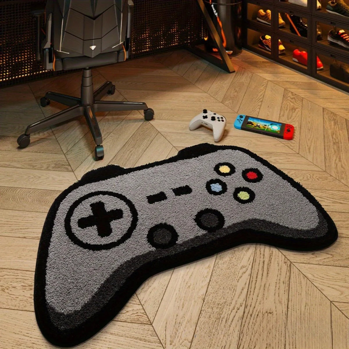 3D Game Pad Faux Wool Rug for Gaming Spaces