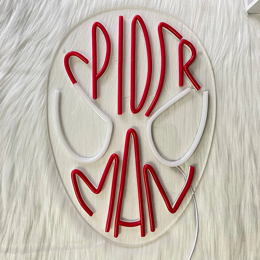 Neon Spider Glow: Kids' Anime LED Sign