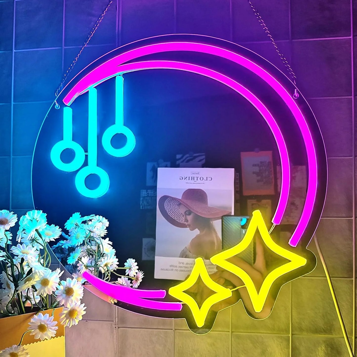 Neon Wave Mirror: LED Glow for Chic Spaces