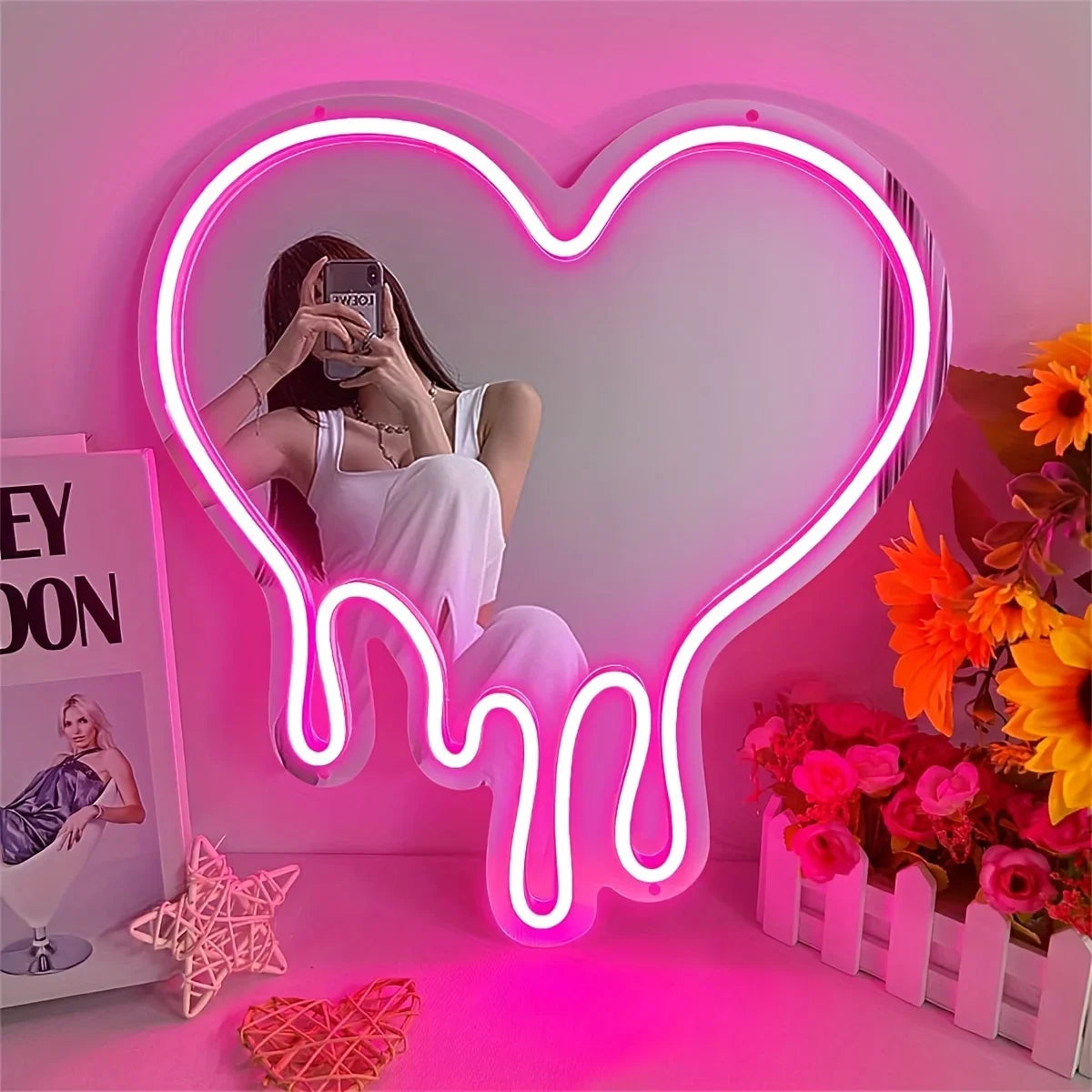 Neon Melting Heart LED Sign - Dimmable Decor