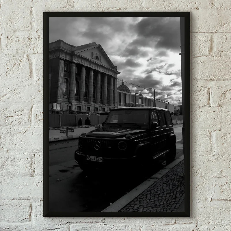 Chic Monochrome Car Canvas Art - Luxe Decor