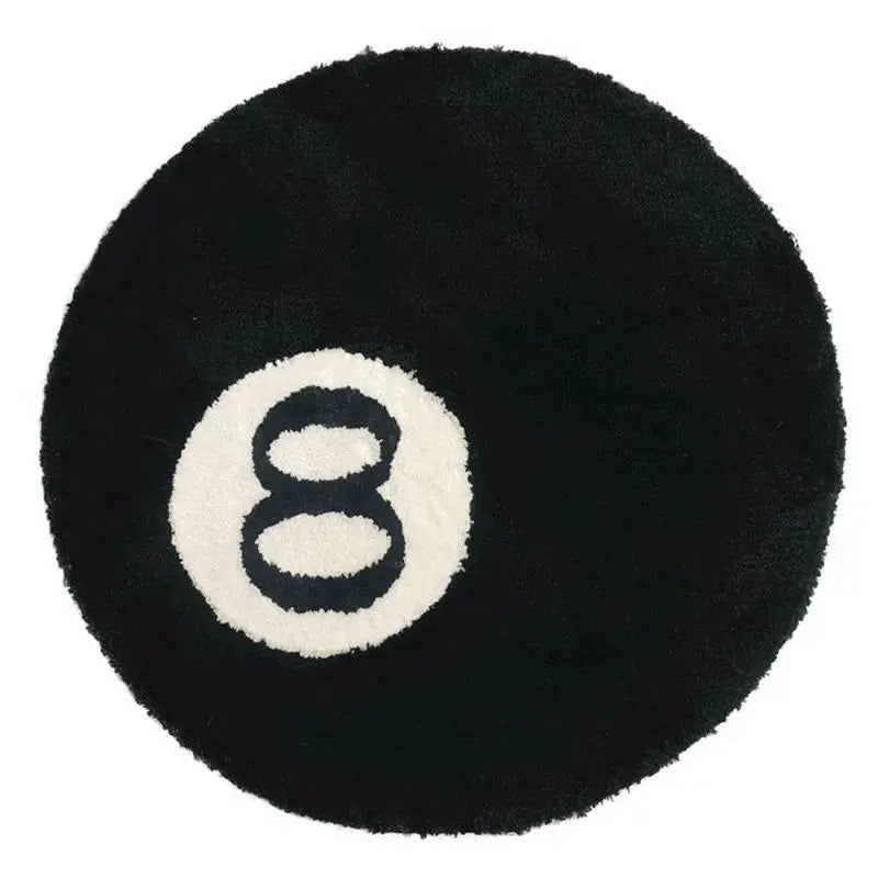 Black 8-Ball Plush Anti-Slip Floor Rug