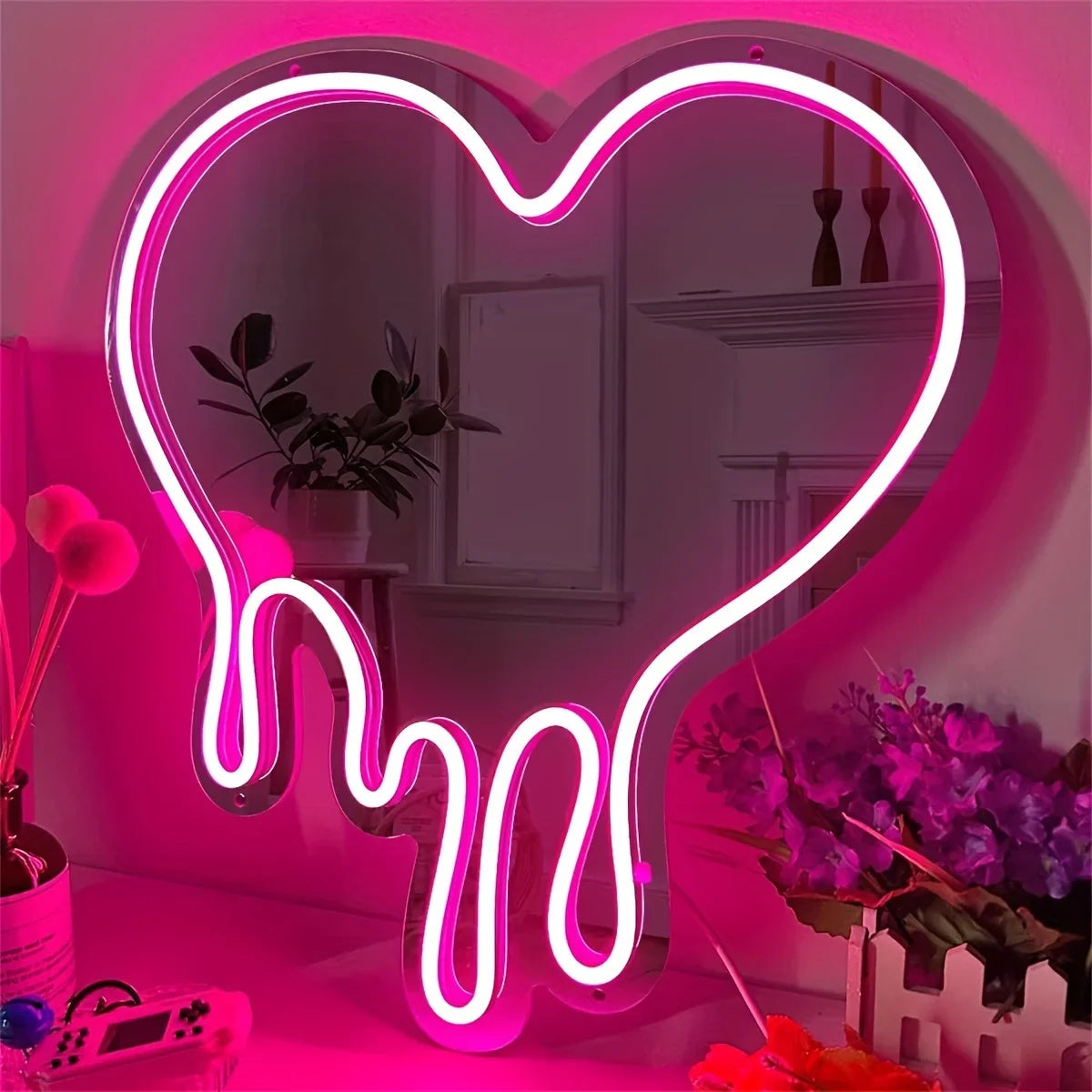 Neon Melting Heart LED Sign - Dimmable Decor