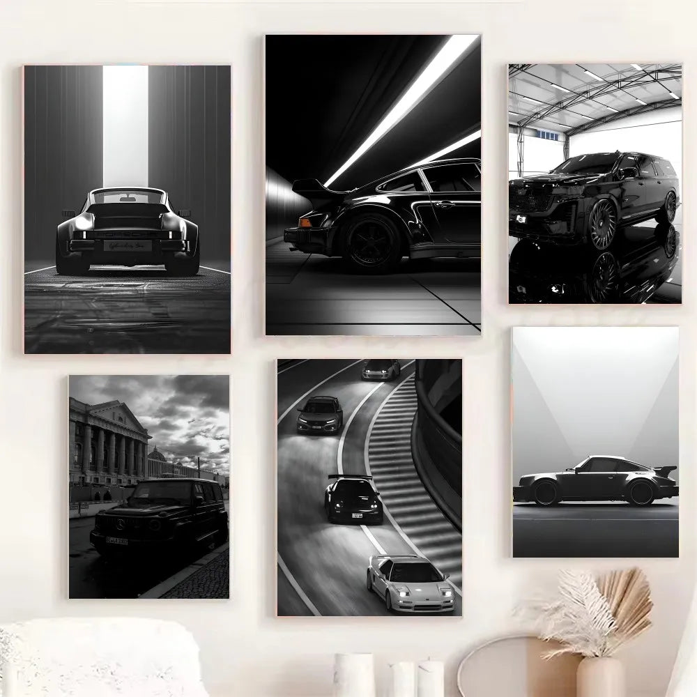 Chic Monochrome Car Canvas Art - Luxe Decor