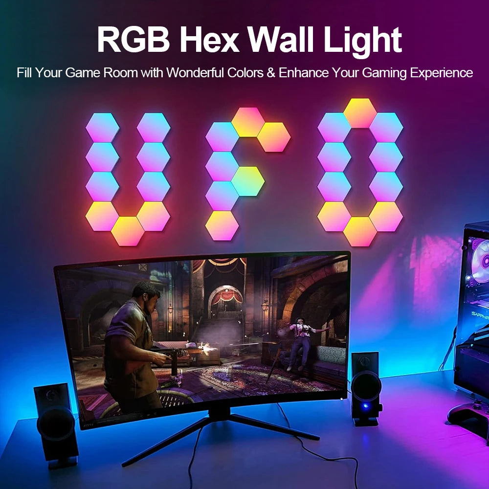 HexaGlow: Smart RGB Wall Lamp for Mood & Music