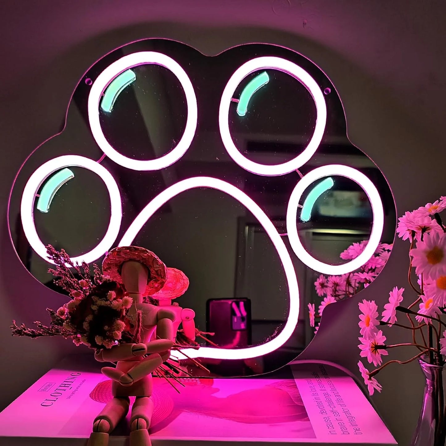 Neon Wave Mirror: LED Glow for Chic Spaces