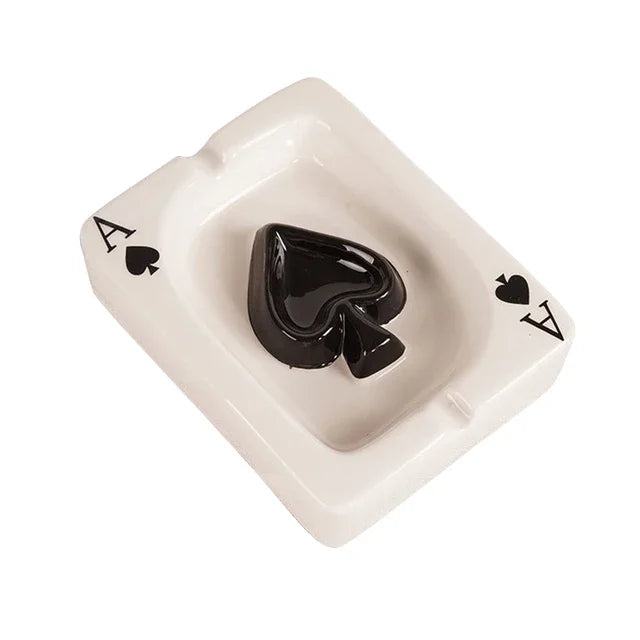 EuroHeart Poker Ashtray - Stylish Porcelain Design
