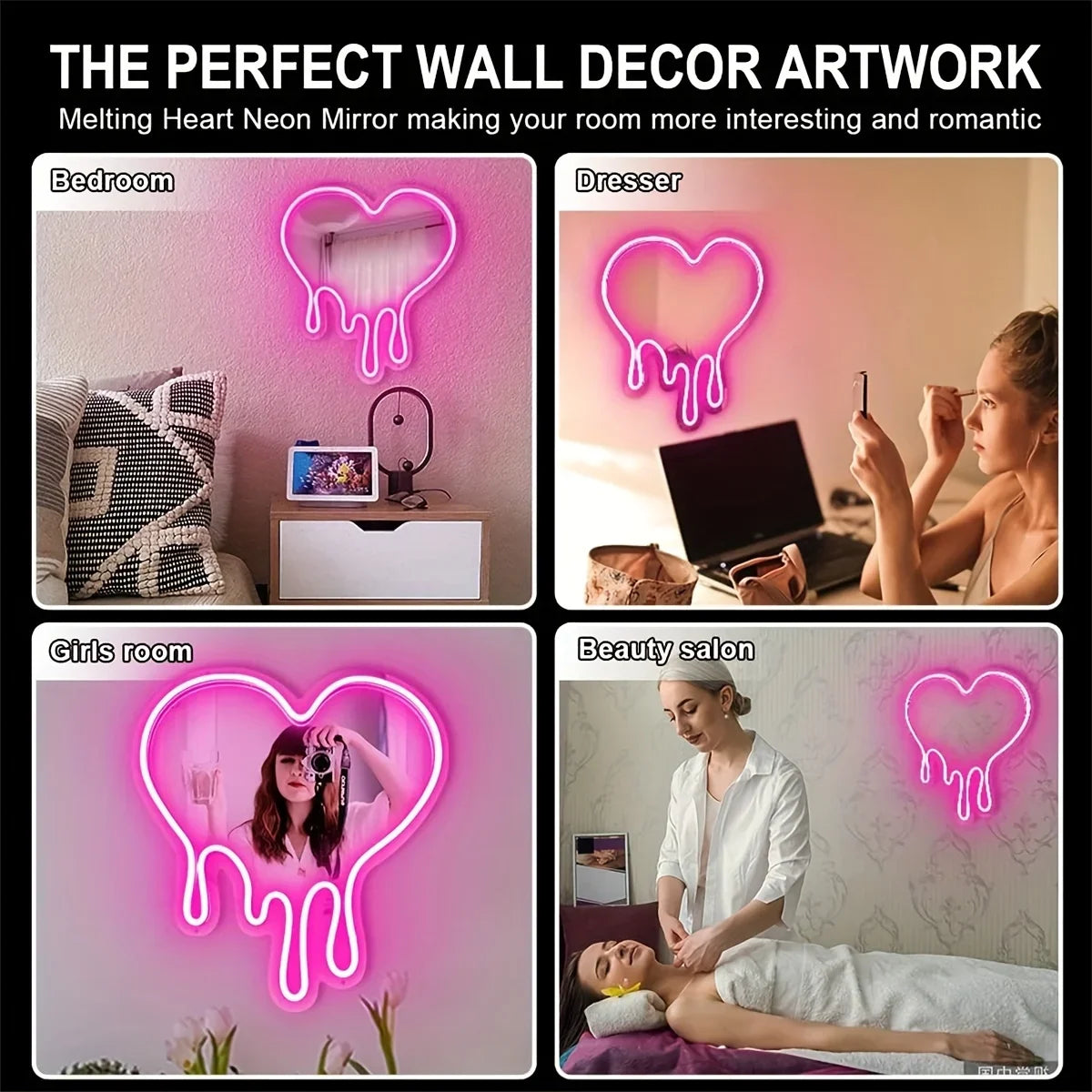 Neon Melting Heart LED Sign - Dimmable Decor