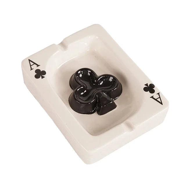 EuroHeart Poker Ashtray - Stylish Porcelain Design