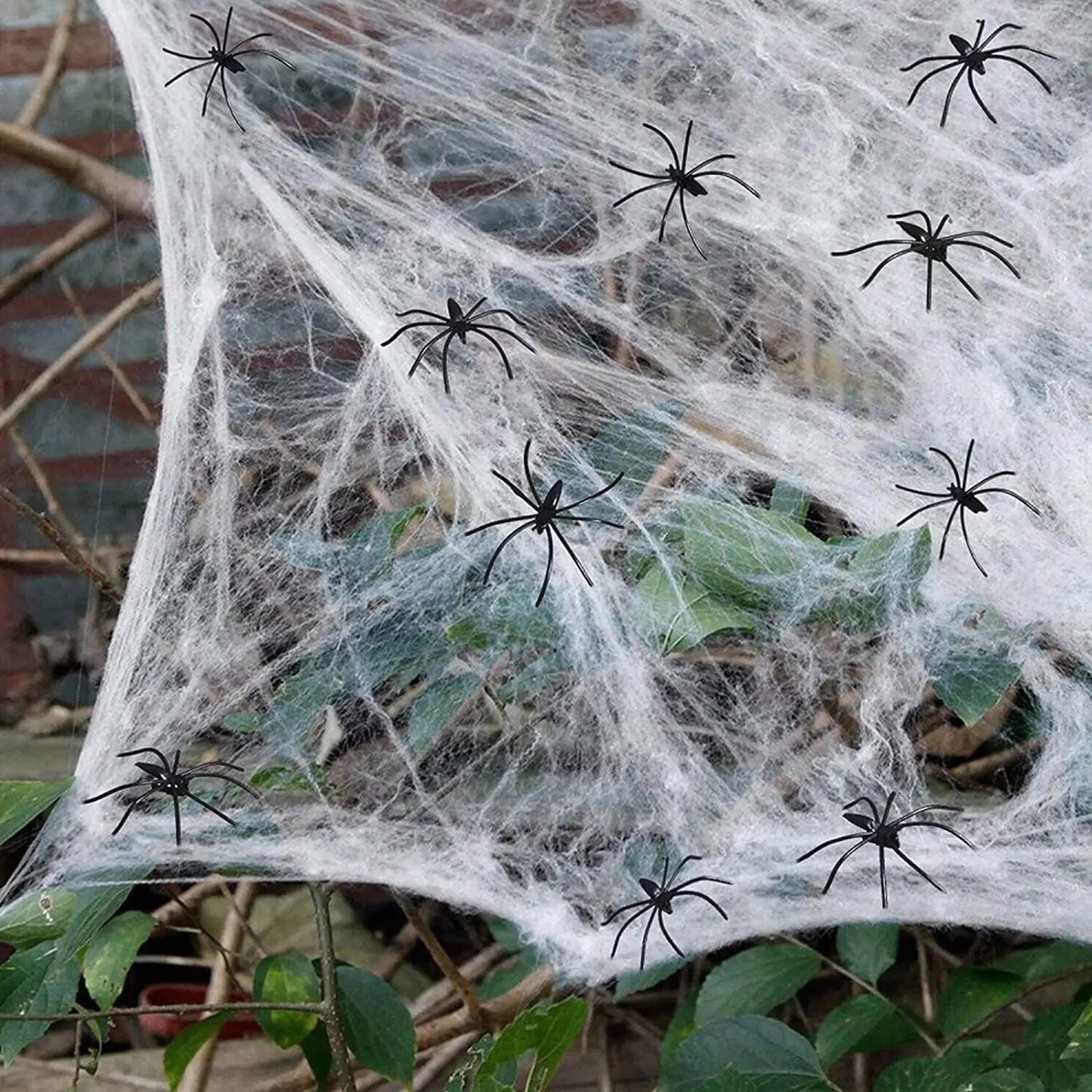 200 sqft Spider Webs Halloween Decorations with Fake Spiders