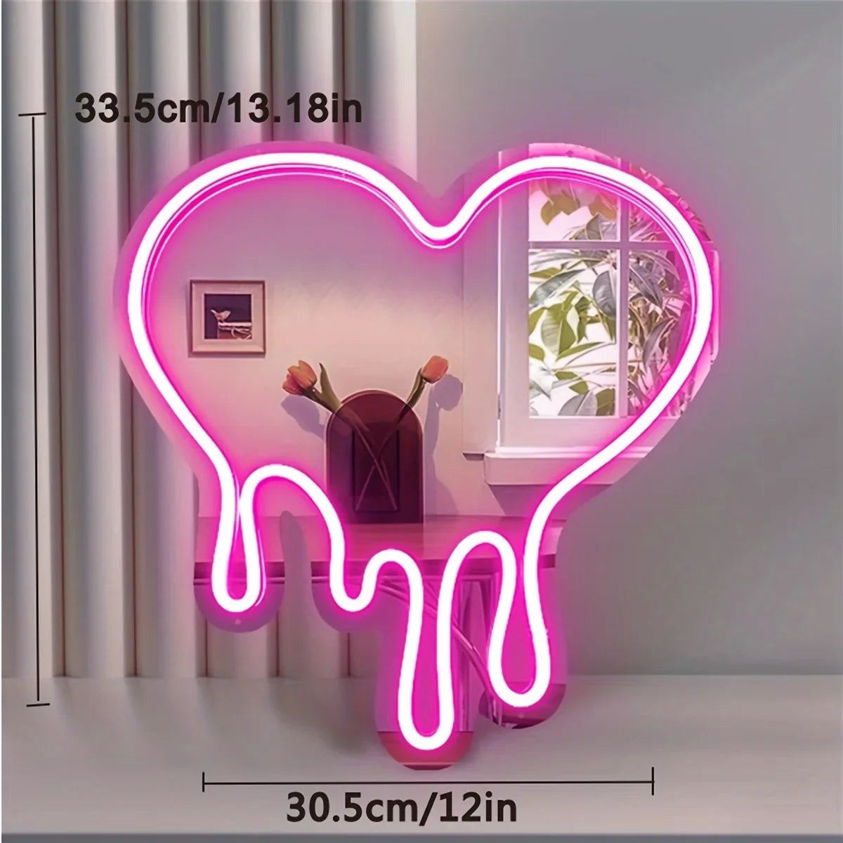 Neon Melting Heart LED Sign - Dimmable Decor
