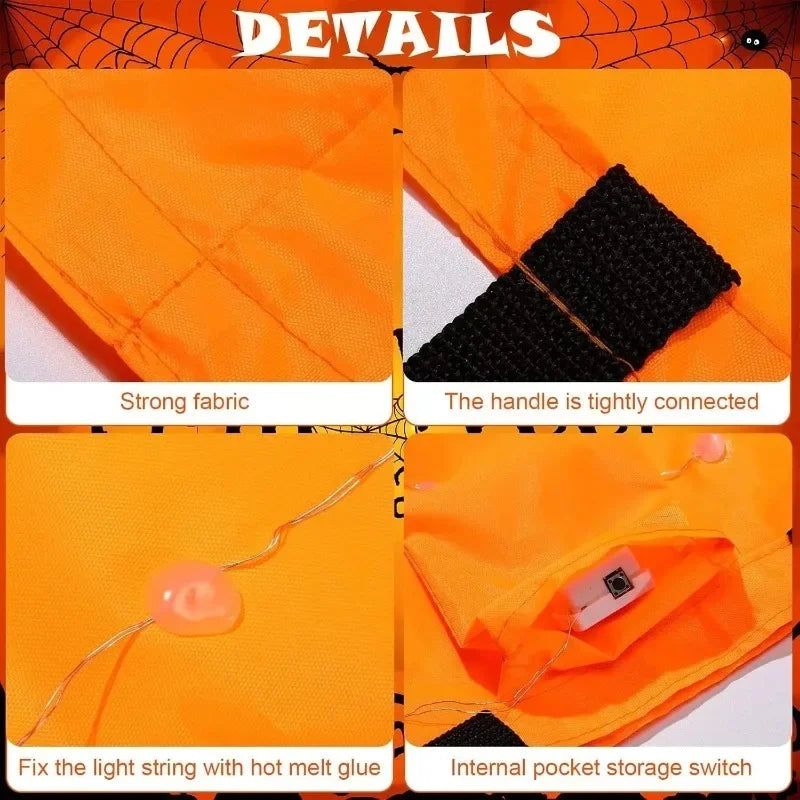 Halloween Pumpkin Candy Tote Bag Basket for Kids Trick or Treat Party Bucket
