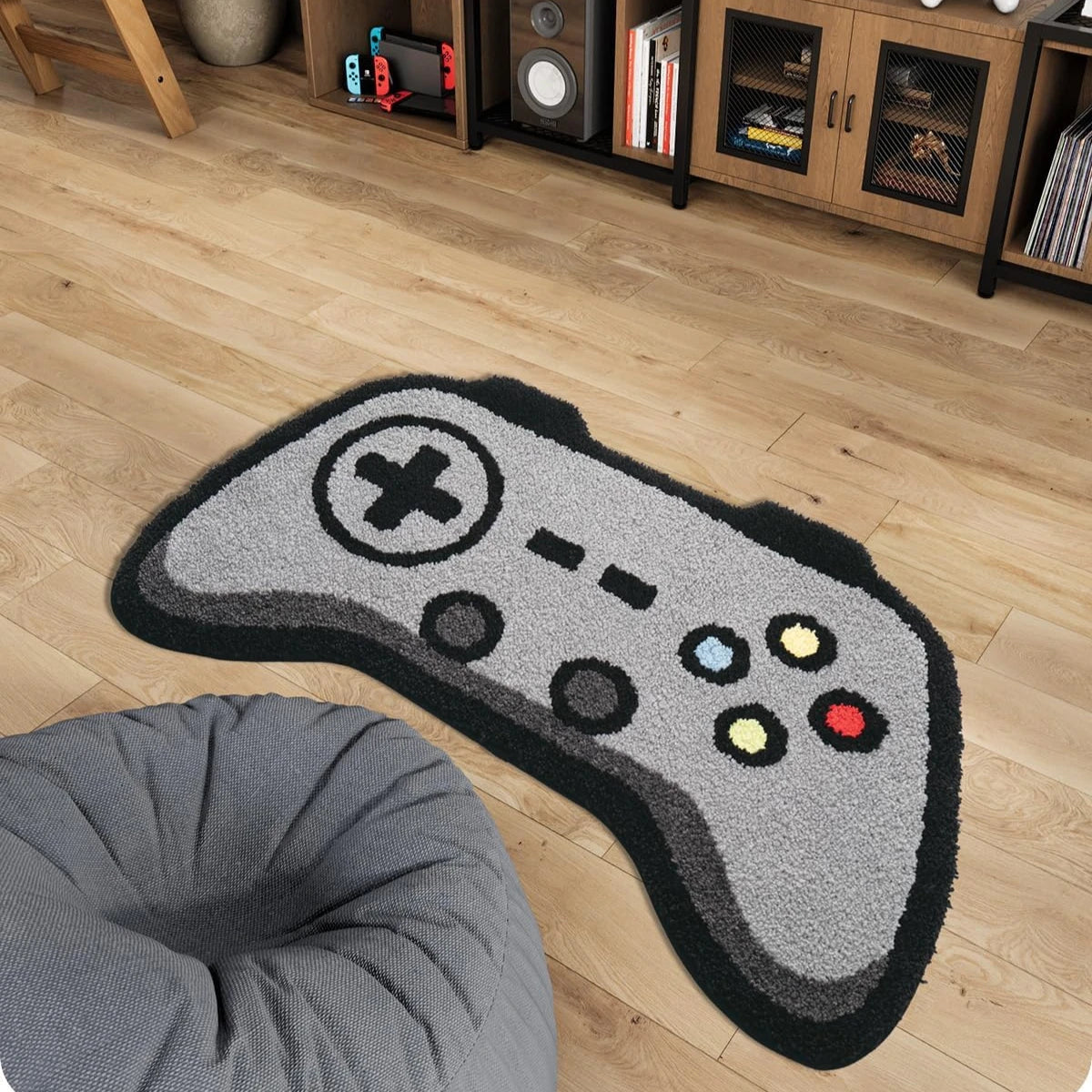 3D Game Pad Faux Wool Rug for Gaming Spaces