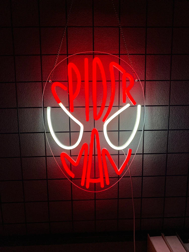 Neon Spider Glow: Kids' Anime LED Sign