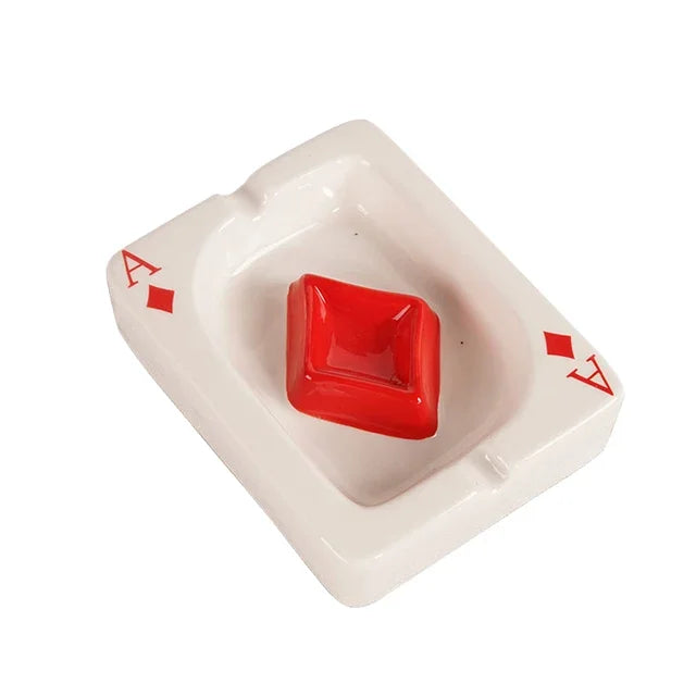 EuroHeart Poker Ashtray - Stylish Porcelain Design