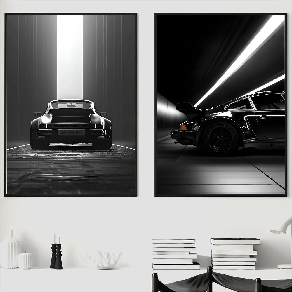 Chic Monochrome Car Canvas Art - Luxe Decor