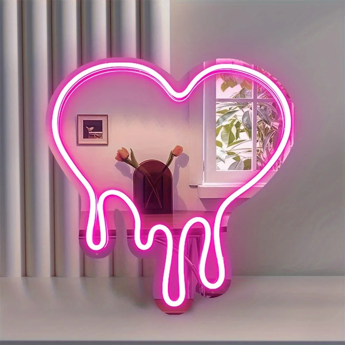 Neon Melting Heart LED Sign - Dimmable Decor