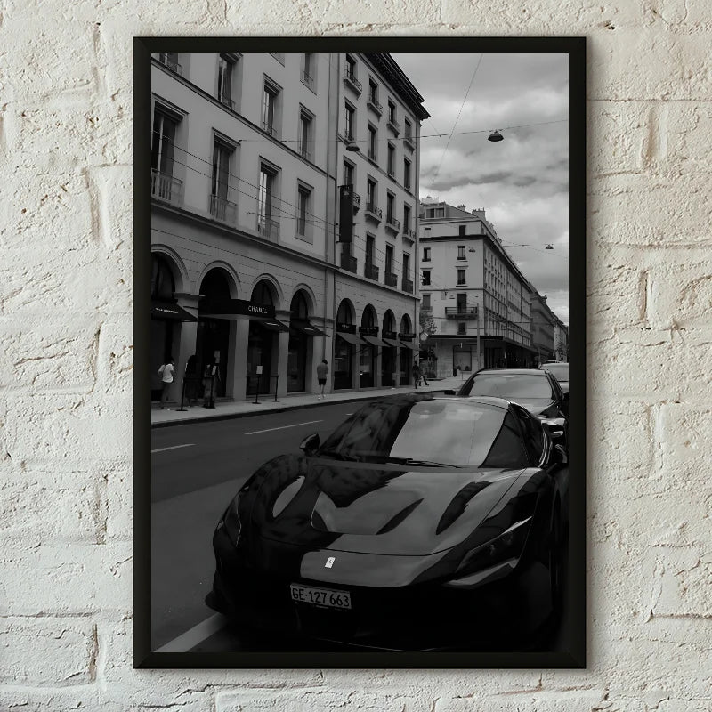 Chic Monochrome Car Canvas Art - Luxe Decor