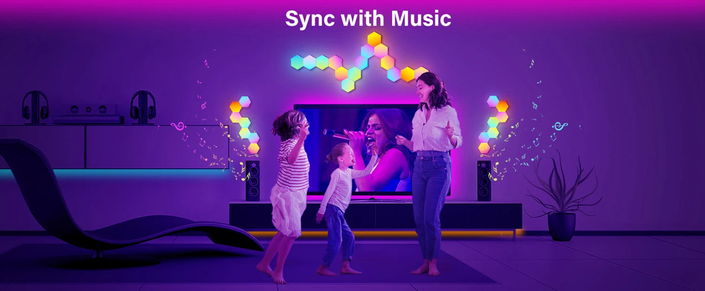HexaGlow: Smart RGB Wall Lamp for Mood & Music