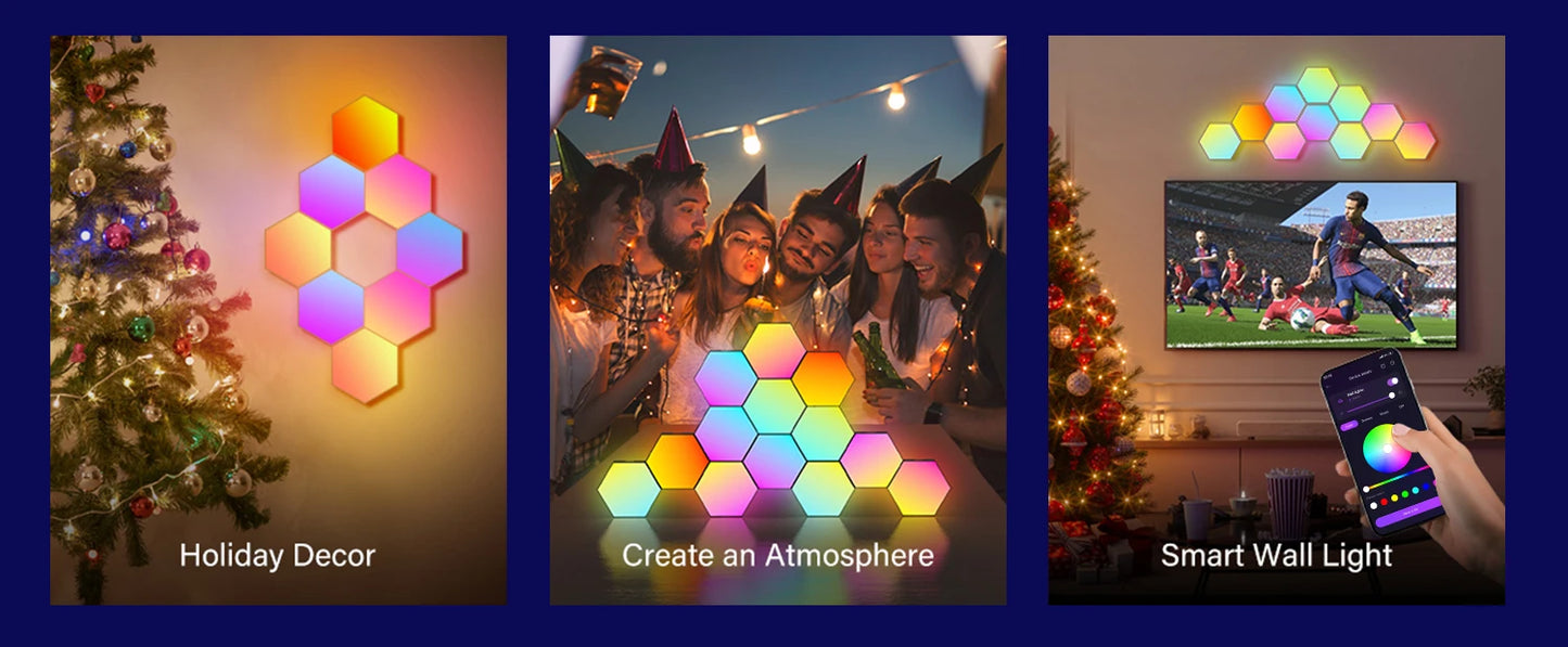 HexaGlow: Smart RGB Wall Lamp for Mood & Music
