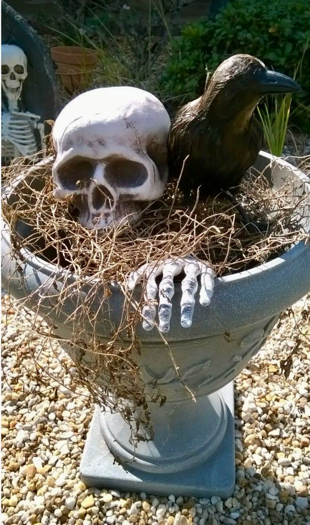 Skeleton Stakes Halloween Realistic Skull Skeleton Head Human Hand Arms