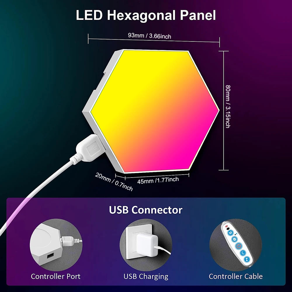 HexaGlow: Smart RGB Wall Lamp for Mood & Music