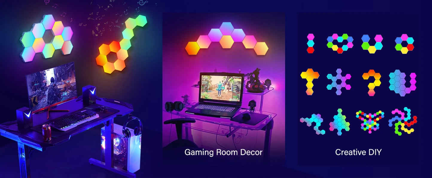 HexaGlow: Smart RGB Wall Lamp for Mood & Music