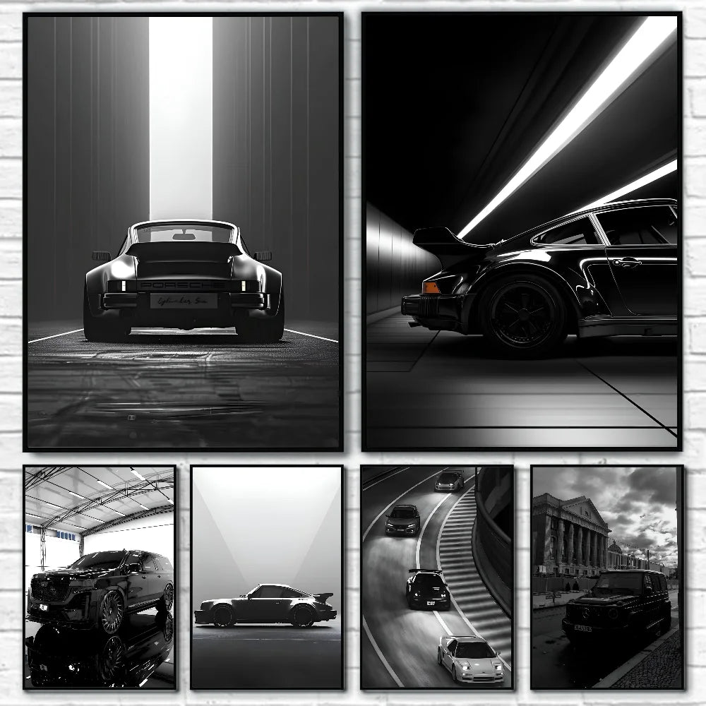Chic Monochrome Car Canvas Art - Luxe Decor