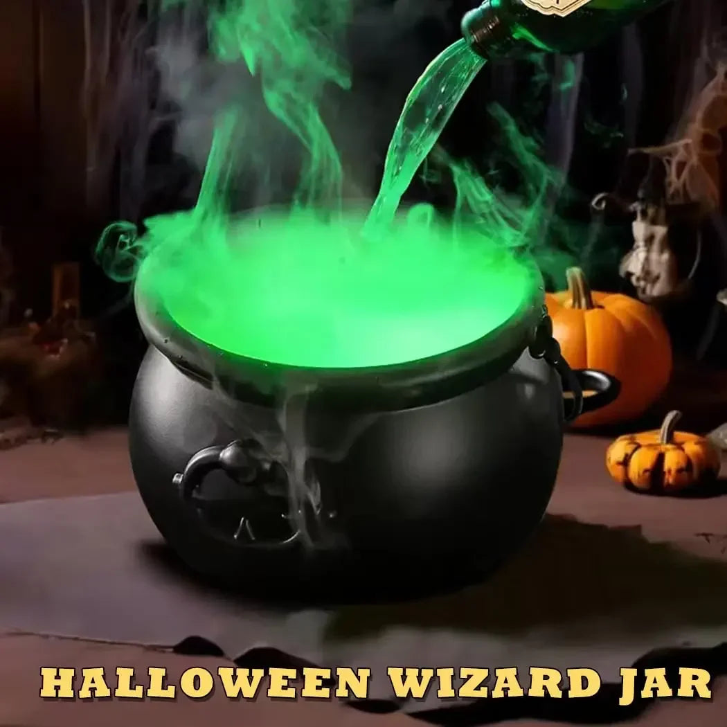 Halloween WitchCauldron with LED Light & Fog Mist Maker Skeleton Decor