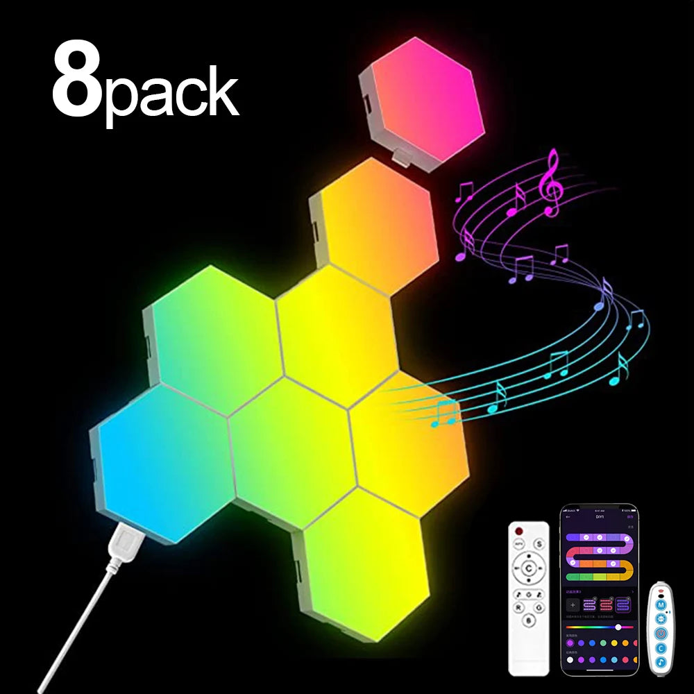 HexaGlow: Smart RGB Wall Lamp for Mood & Music