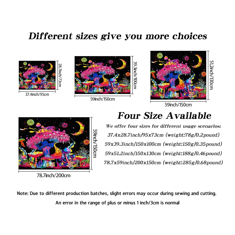 GlowMushroom Night Sky Tapestry