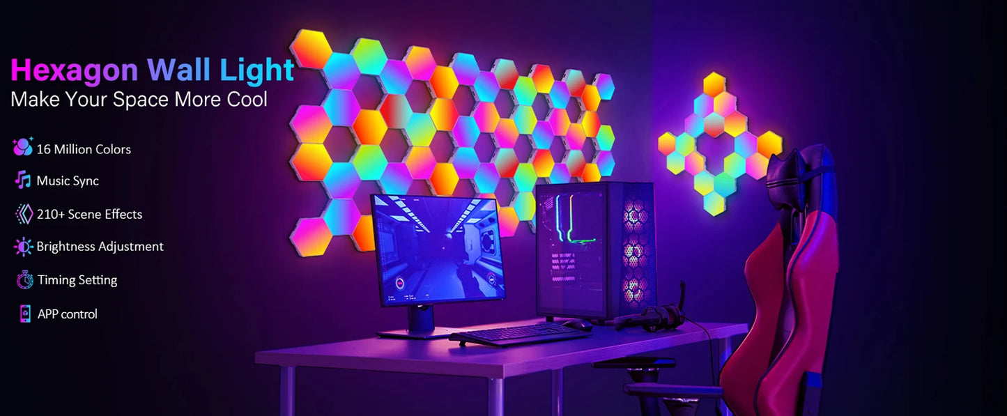 HexaGlow: Smart RGB Wall Lamp for Mood & Music