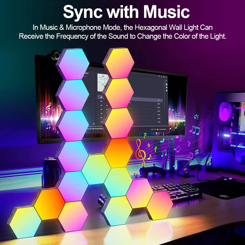 HexaGlow: Smart RGB Wall Lamp for Mood & Music