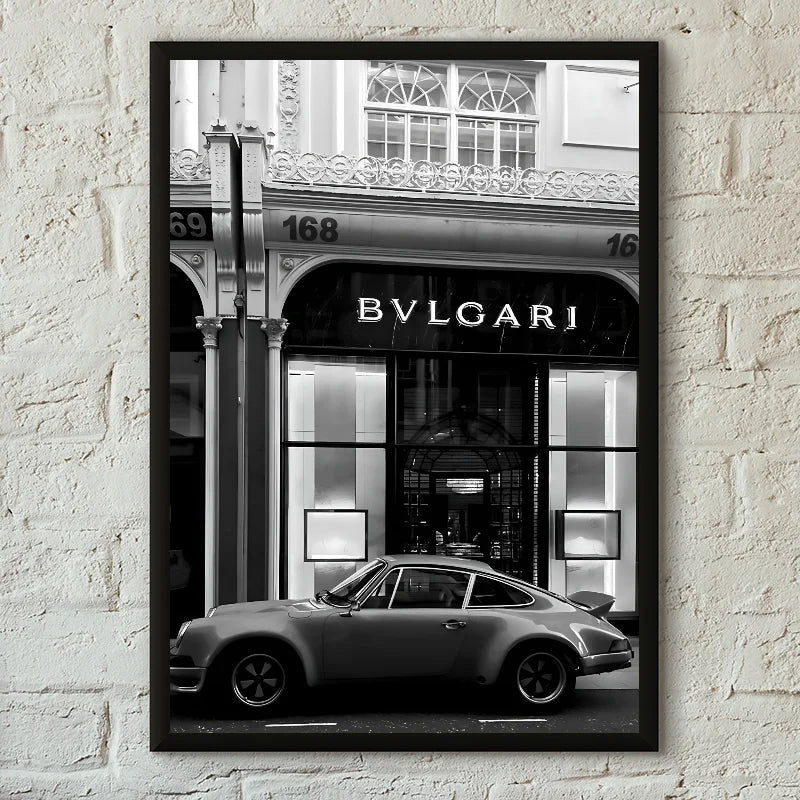Chic Monochrome Car Canvas Art - Luxe Decor