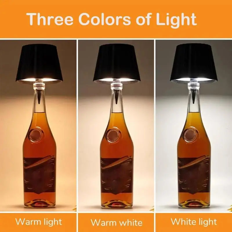 WineGlow Touch Lamp: USB Rechargeable, Dimmable Light