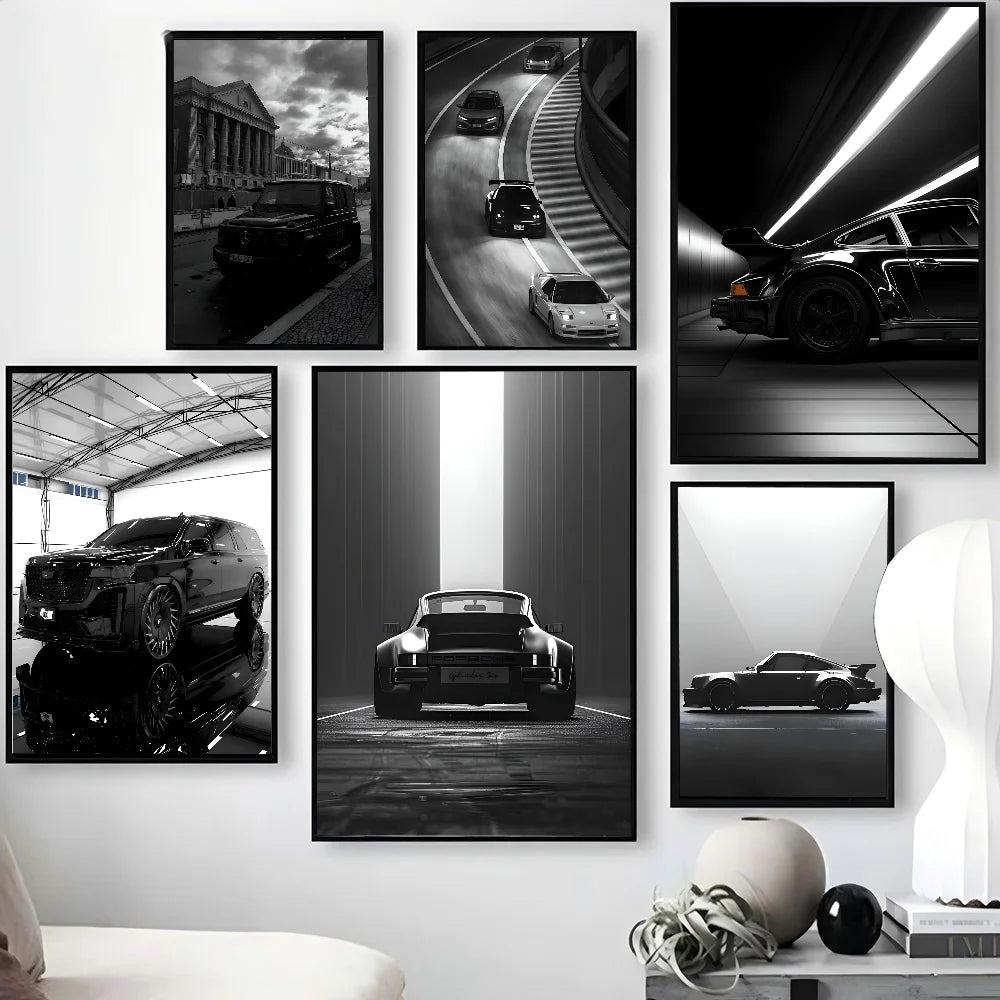 Chic Monochrome Car Canvas Art - Luxe Decor