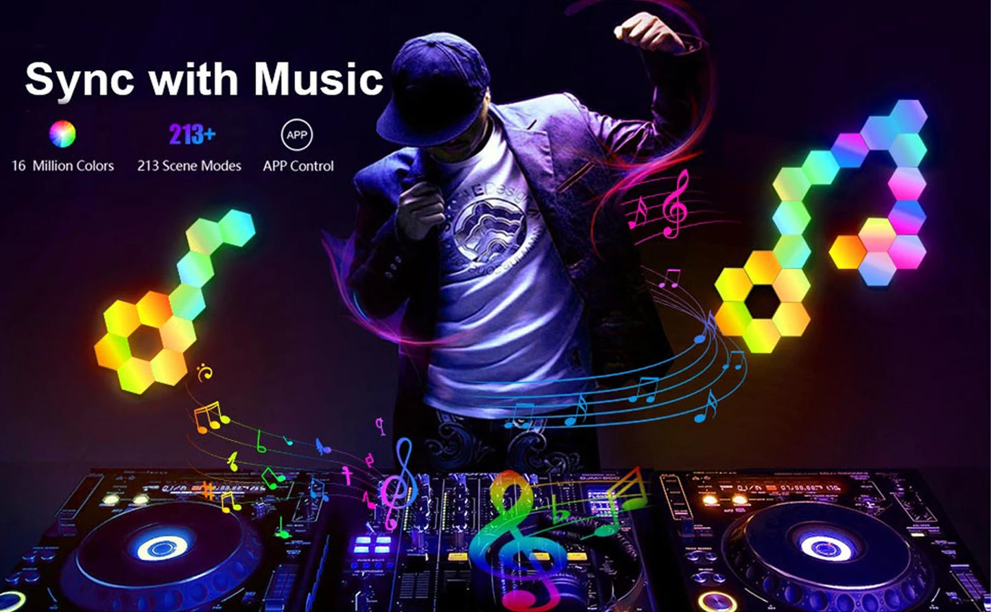 HexaGlow: Smart RGB Wall Lamp for Mood & Music