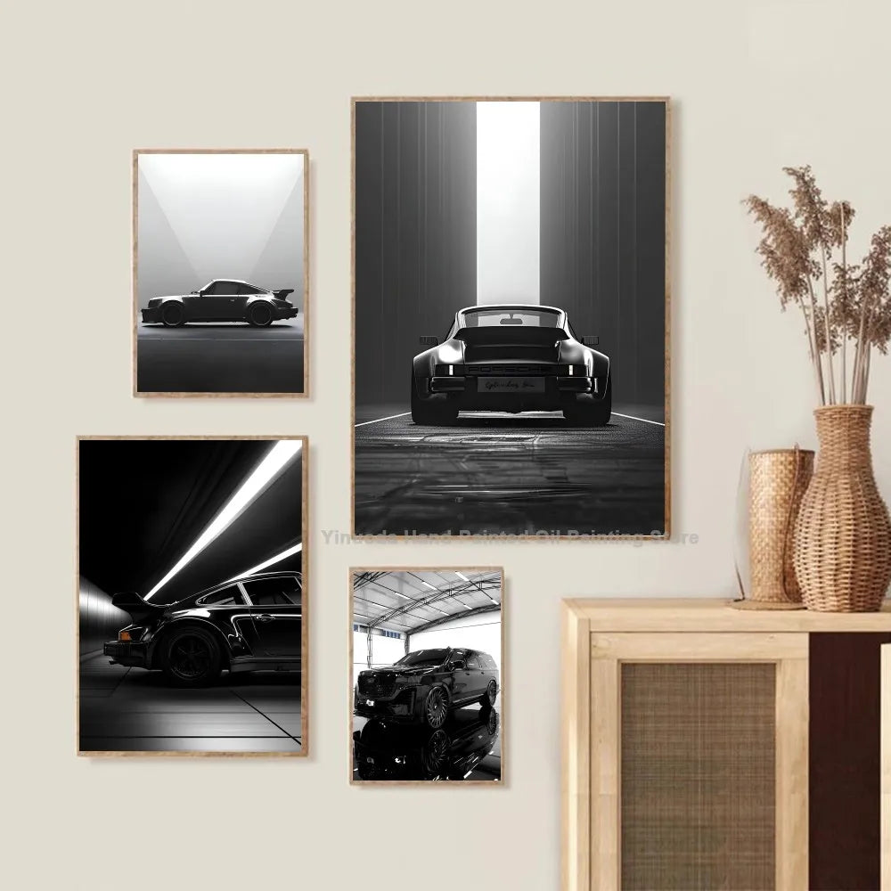Chic Monochrome Car Canvas Art - Luxe Decor