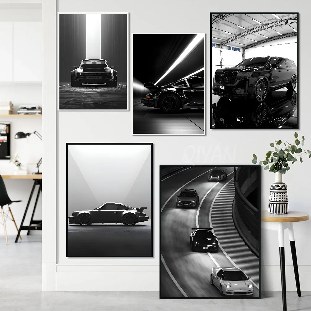Chic Monochrome Car Canvas Art - Luxe Decor
