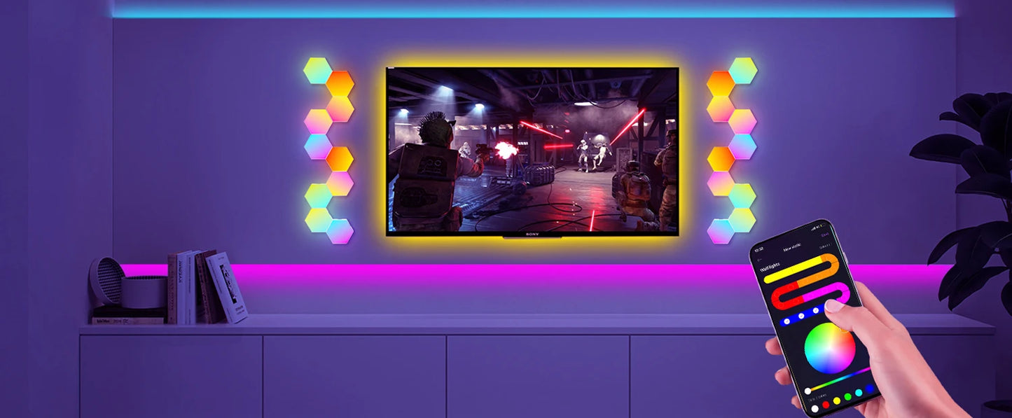 HexaGlow: Smart RGB Wall Lamp for Mood & Music