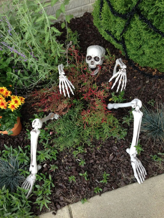 Skeleton Stakes Halloween Realistic Skull Skeleton Head Human Hand Arms