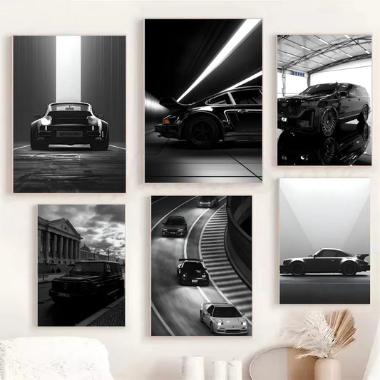 Chic Monochrome Car Canvas Art - Luxe Decor