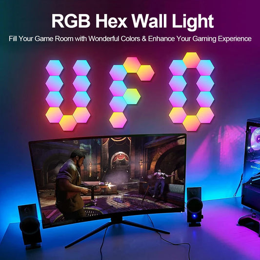 HexaGlow: Smart RGB Wall Lamp for Mood & Music