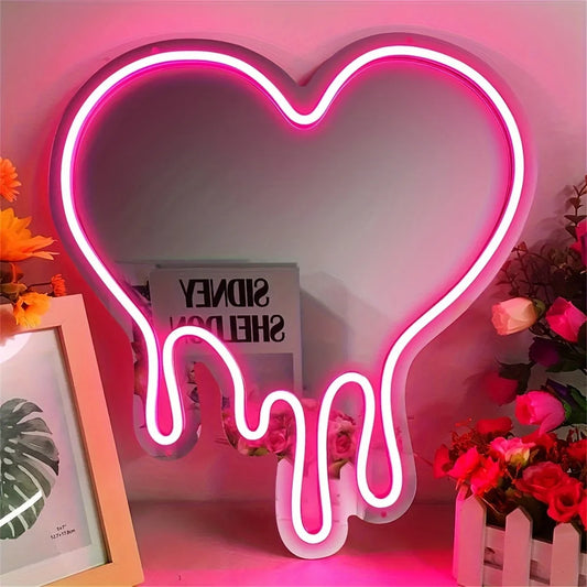Neon Melting Heart LED Sign - Dimmable Decor